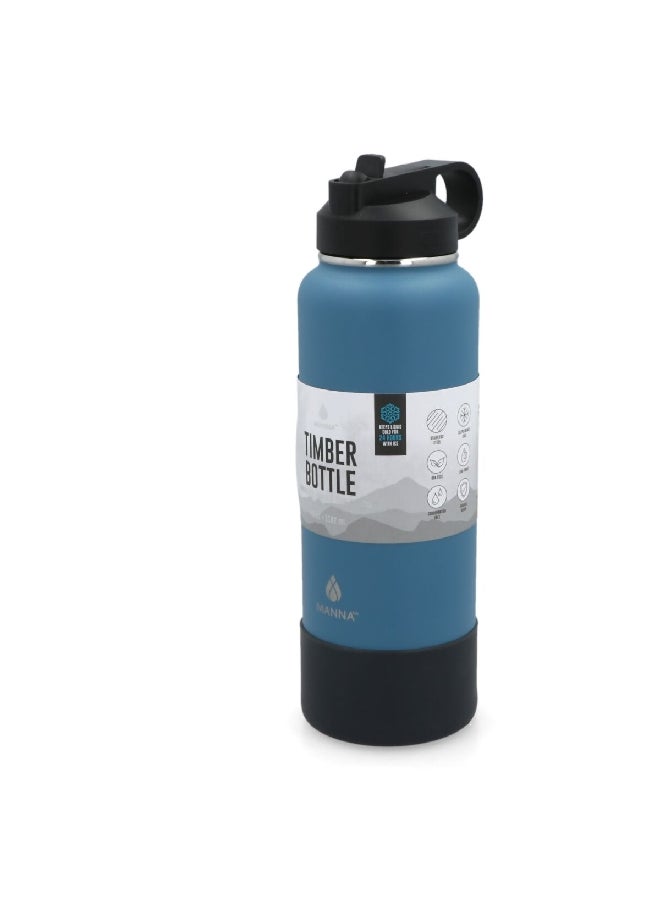MANNA Timber Stainless Steel Leaf Proof Water Bottle Blue and Black 1.18 L AC44081  - Image 3