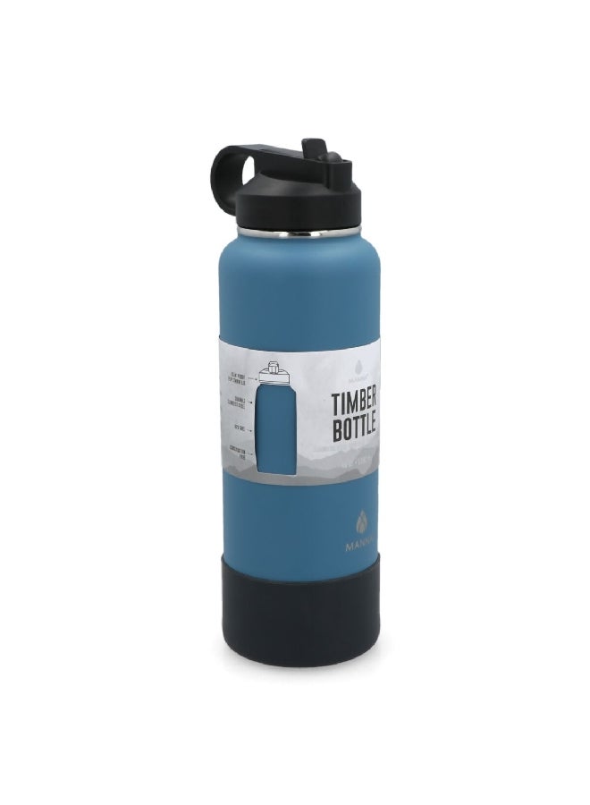 MANNA Timber Stainless Steel Leaf Proof Water Bottle Blue and Black 1.18 L AC44081  - Image 4