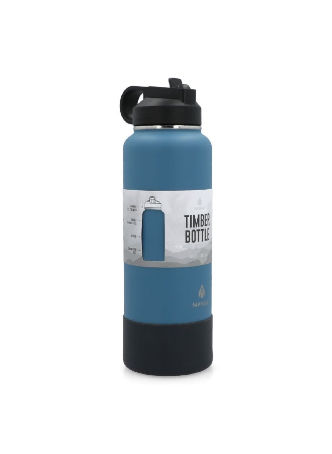 MANNA Timber Stainless Steel Leaf Proof Water Bottle Blue and Black 1.18 L AC44081  - Image 2