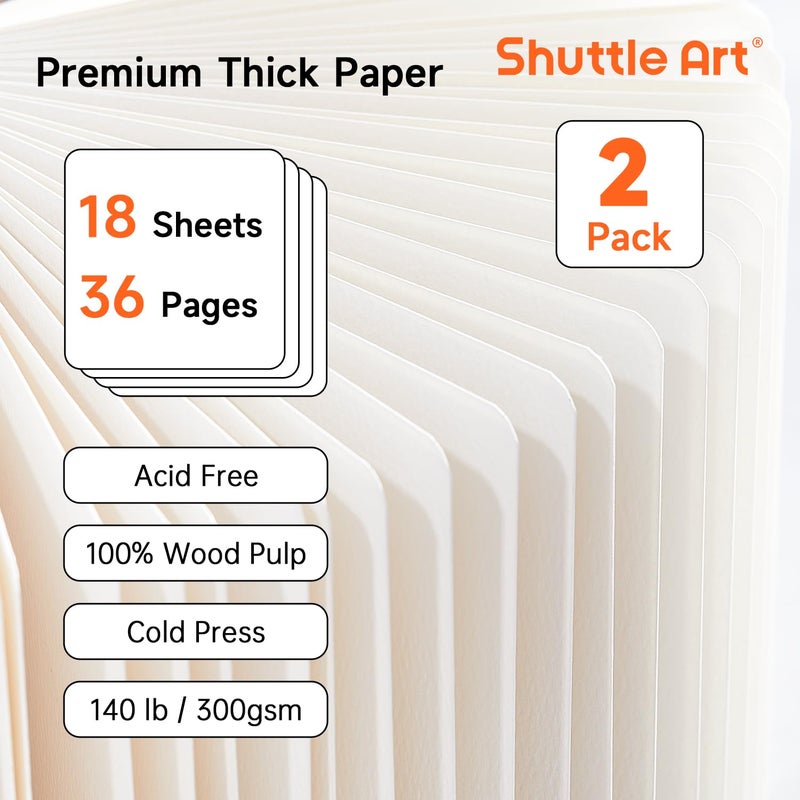 Shuttle Art Small Sketchbook for Acrylic Paint Marker - 2 Pack (36 Sheets Total) 2.36x2.36 Watercolor Journal with 140LB (300 GSM) Paper, Acrylic Paint Marker Journal for FlipFunAlong - Image 4