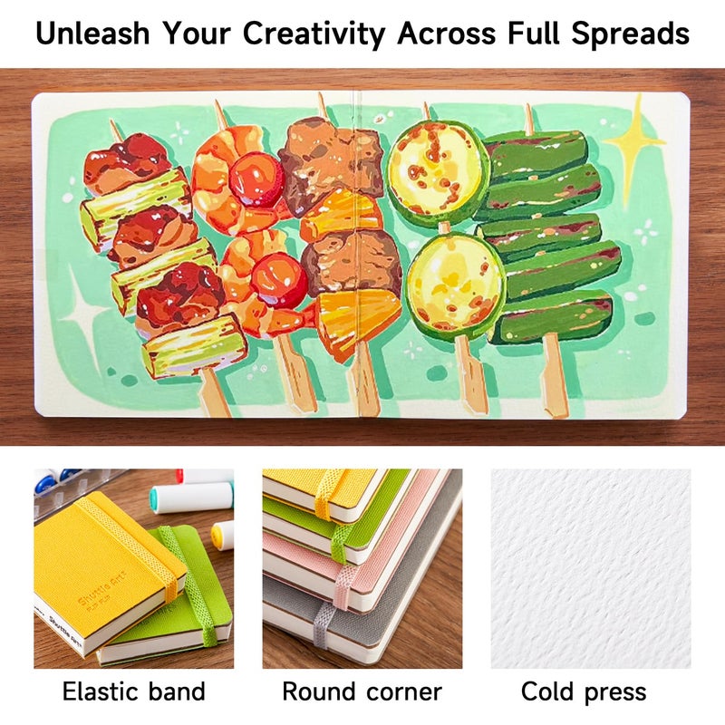Shuttle Art Small Sketchbook for Acrylic Paint Marker - 2 Pack (36 Sheets Total) 2.36x2.36 Watercolor Journal with 140LB (300 GSM) Paper, Acrylic Paint Marker Journal for FlipFunAlong - Image 5