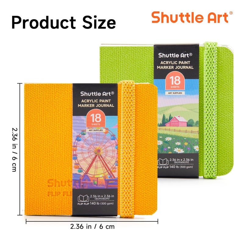 Shuttle Art Small Sketchbook for Acrylic Paint Marker - 2 Pack (36 Sheets Total) 2.36x2.36 Watercolor Journal with 140LB (300 GSM) Paper, Acrylic Paint Marker Journal for FlipFunAlong - Image 3