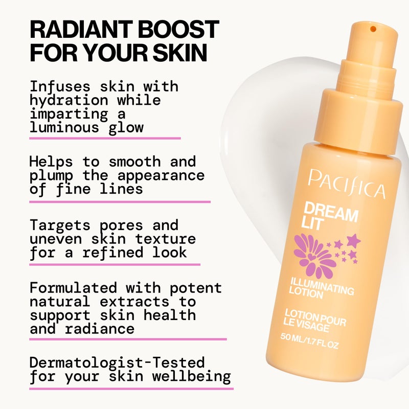 Pacifica Dreamlit Illuminating Facial Lotion â€“ Vitamin C & Niacinamide Brightening Moisturizer for Radiant Glow - Natural Dewy Finish Hydrates & Minimizes Pores - Lightweight Daily Face Cream, Vegan - Image 2