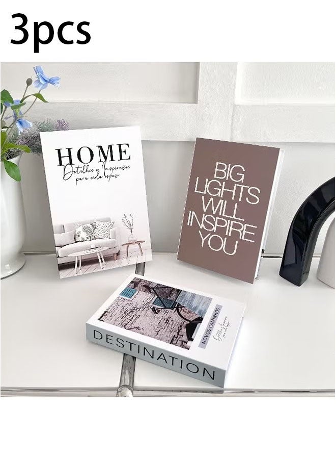 إيليلي كتب ديكورية من 3 قطع، كتب مزيفة مع مساحة تخزين مخفية، كتب ديكورية لرفوف الكتب وطاولات القهوة، صناديق كتب ديكورية، كتب مزيفة مجوفة لغرفة المعيشة - Image 1