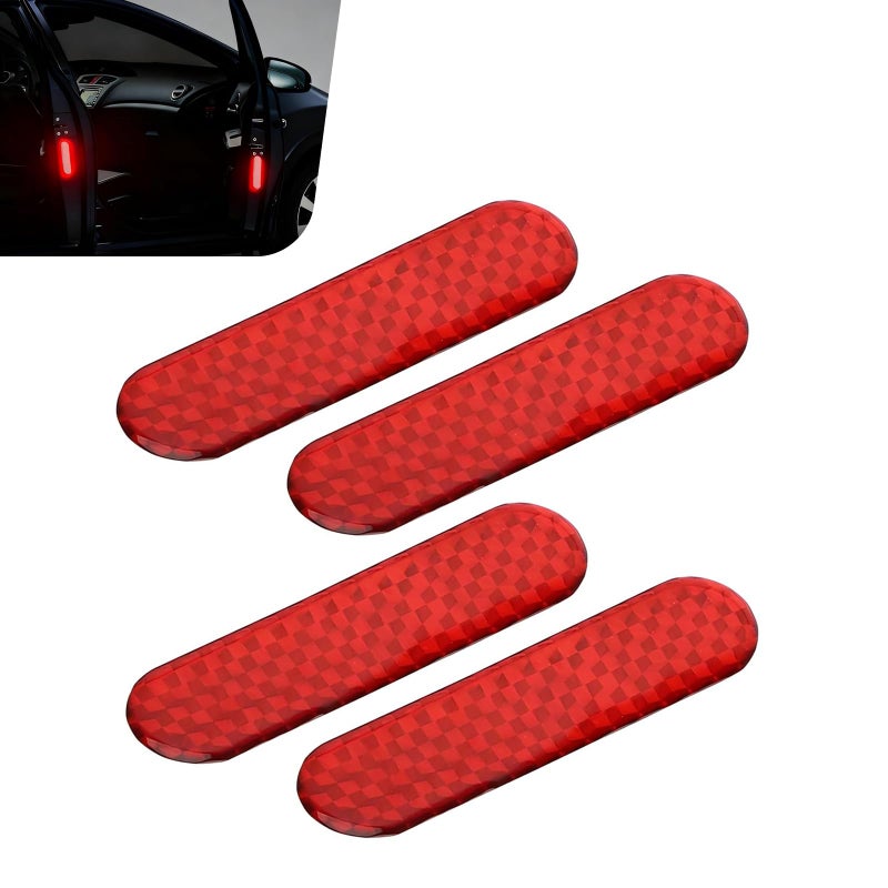 Foelony 4 PCS Car Reflective Stickers AntiCollision Car Door Reflective Decals SelfAdhesive High Visibility Waterproof Night Safety Warning Sticker Universal for Most Cars Red - Image 3