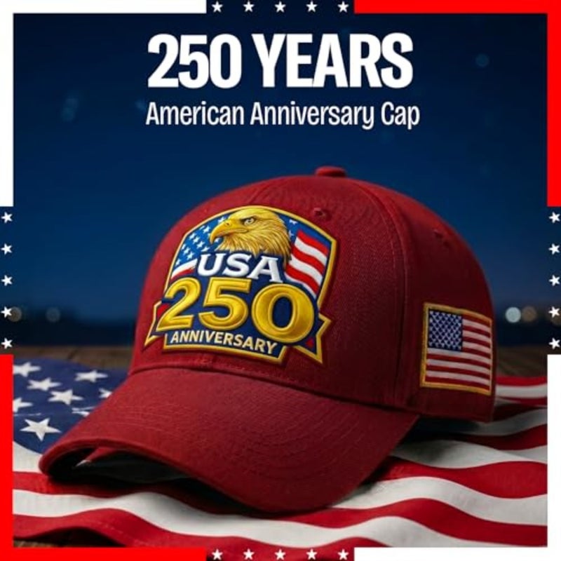 250th Anniversary USA Hat Gold Bald Eagle and Flag America 250 Anniversary Embroide Baseball Cap 4th of July Hats - Image 3