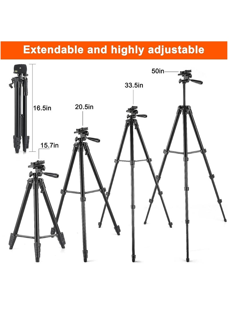 50 Inch Extendable Phone Tripod and Camera Stand with Bluetooth Remote and Clip - Image 2