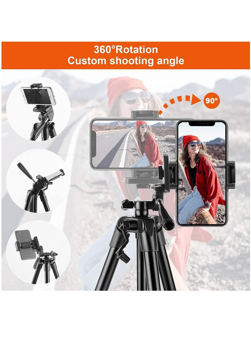 50 Inch Extendable Phone Tripod and Camera Stand with Bluetooth Remote and Clip - Image 3