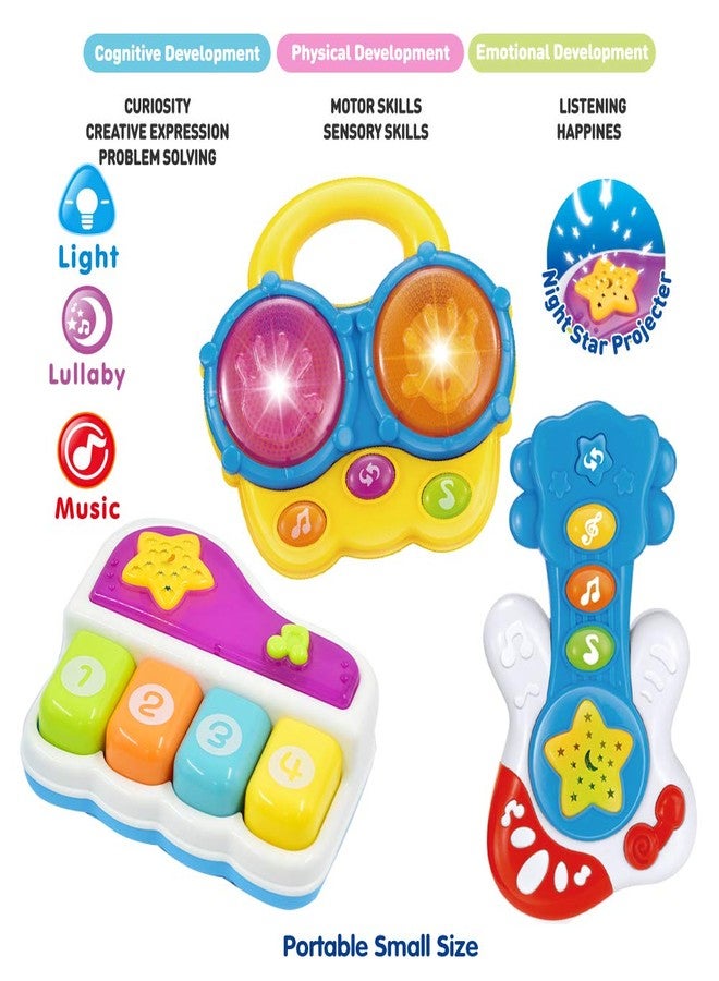 WEofferwhatYOUwant Baby Musical Instrument Set - Piano, Bongo Drums & Guitar - Light-Up Projector Toys for Babies 6+ Months - Educational Multi-Instrument Bundle - Auto Off - Batteries Included - Image 5