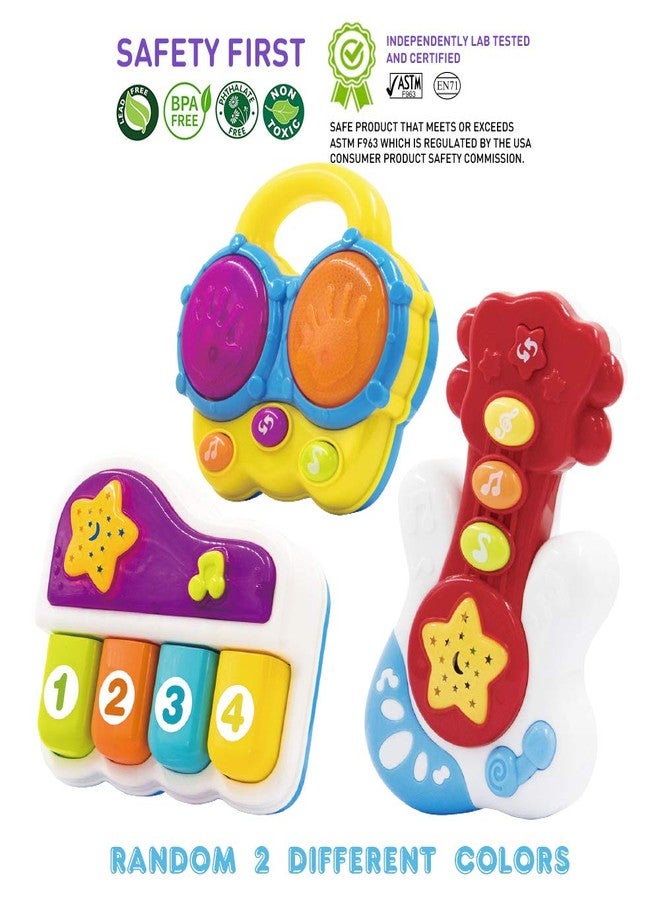 WEofferwhatYOUwant Baby Musical Instrument Set - Piano, Bongo Drums & Guitar - Light-Up Projector Toys for Babies 6+ Months - Educational Multi-Instrument Bundle - Auto Off - Batteries Included - Image 4