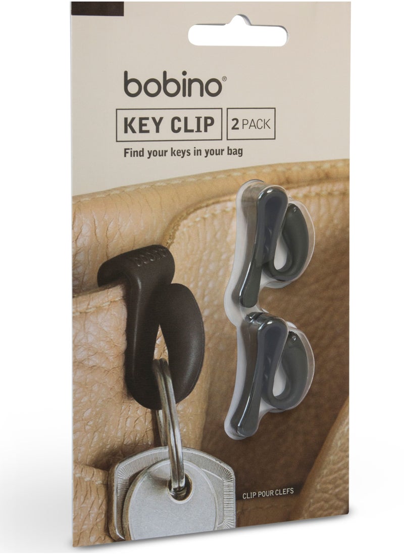 bobino - Key Clip Charcoal 2 Pack - Clip-On Key Holder - Key Hook for Bag - Key Clip for Purse - Key Holder For Keychain - Purse Accessories - Key Chain Hooks & Compact Key Holder - Key Hanger - Image 1