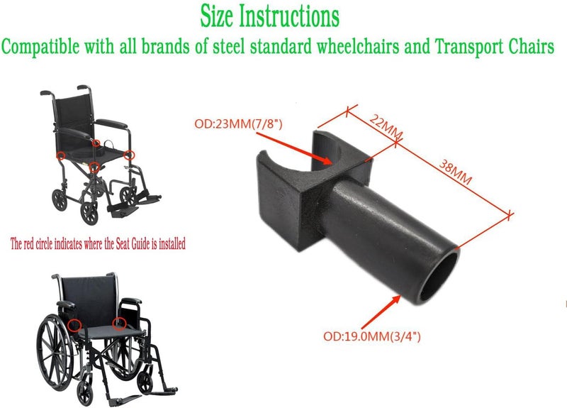 ComsenMed Wheelchair Seat Rail Guide,Fits 7/8 Inch Tubing,Steel Standard wheelschairs and Transport Chairs Common Parts,Replacement Parts seat Rail guide-19mm Diameter(1Pair,Black) - Image 4