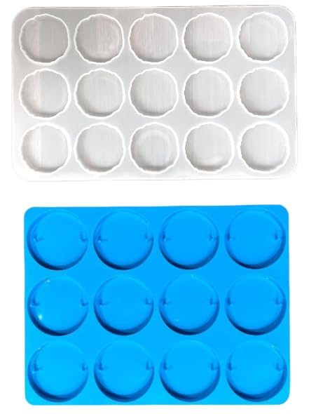 IRIKA 15in1 Agate Cavity Mold 12in1 Round Blue Silicone Mold for Resin Art Perfect for Car Dashboard Decor Pop Sockets Keychains Hanging Ornaments More Soft Reusable Made in India - Image 1