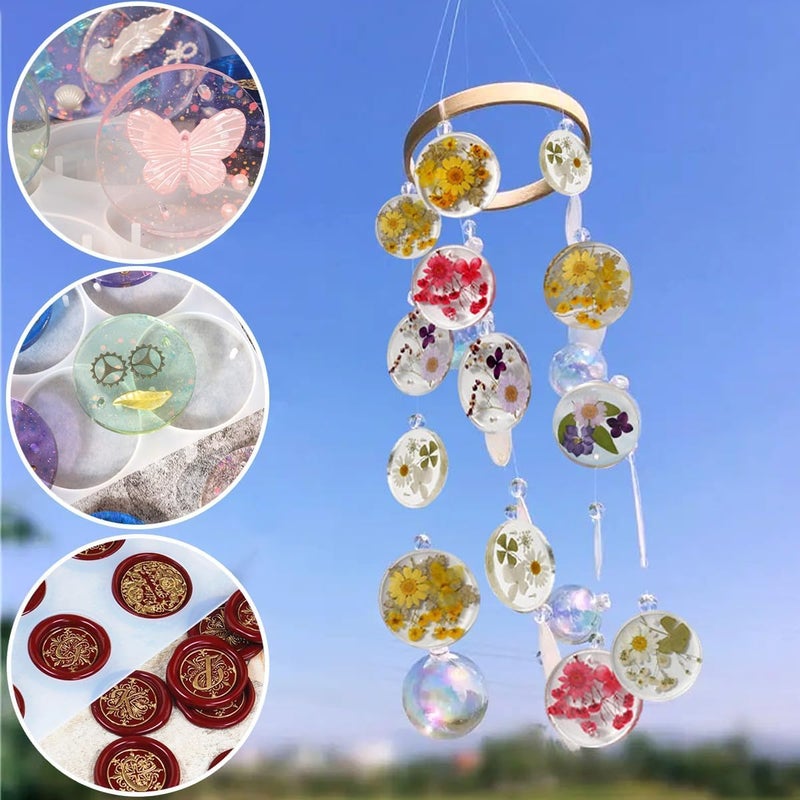 IRIKA 15in1 Agate Cavity Mold 12in1 Round Blue Silicone Mold for Resin Art Perfect for Car Dashboard Decor Pop Sockets Keychains Hanging Ornaments More Soft Reusable Made in India - Image 5