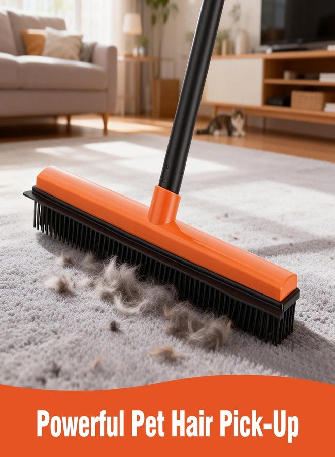 CLEANHOME مكنسة مطاطية من كلين هوم لإزالة شعر الحيوانات الأليفة من السجاد والسلالم، مكنسة مطاطية بمقبض طويل قابل للتعديل مع ممسحة، أداة لإزالة شعر الحيوانات الأليفة من الأرضيات الخشبية والبلاط، مكنسة لشعر الكلاب والقطط - Image 3