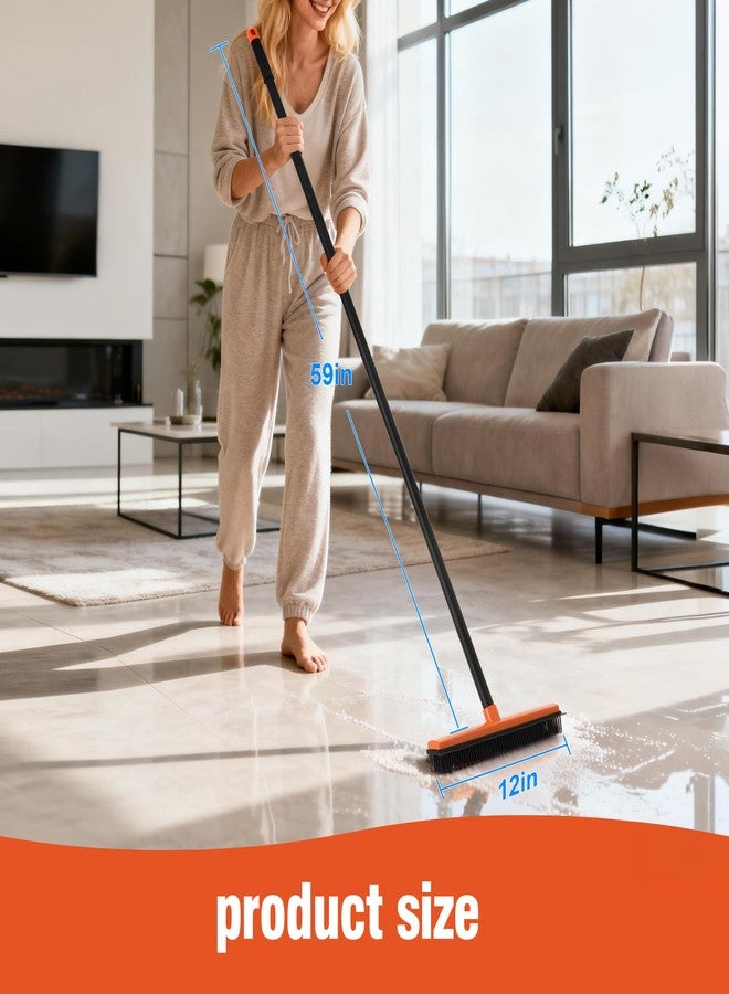 CLEANHOME مكنسة مطاطية من كلين هوم لإزالة شعر الحيوانات الأليفة من السجاد والسلالم، مكنسة مطاطية بمقبض طويل قابل للتعديل مع ممسحة، أداة لإزالة شعر الحيوانات الأليفة من الأرضيات الخشبية والبلاط، مكنسة لشعر الكلاب والقطط - Image 5