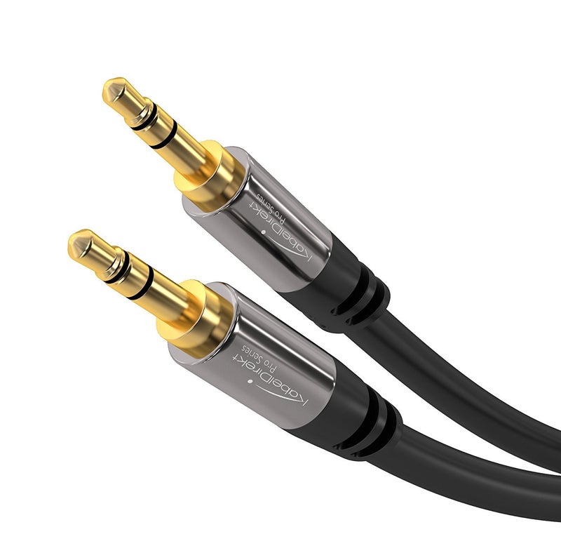 KabelDirekt – Aux Cable, Jack Cord & Audio 3.5mm Cable – 3ft – Available in 1.5-33ft – Suitable for Headphones – Mobile Phone – PC & Laptop Audio – Car – HiFi – Stereo, Black - Image 1