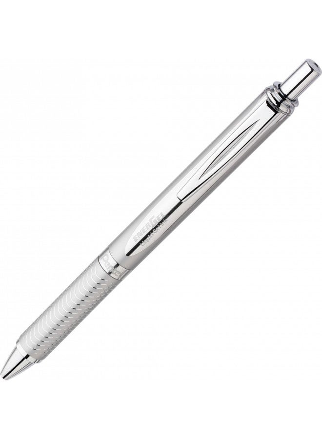 Pentel قلم جيل سائل متميز قابل للسحب من إينرجل، (0.7 مم) طرف معدني، خط متوسط، برميل فضي، حبر أسود - Image 4