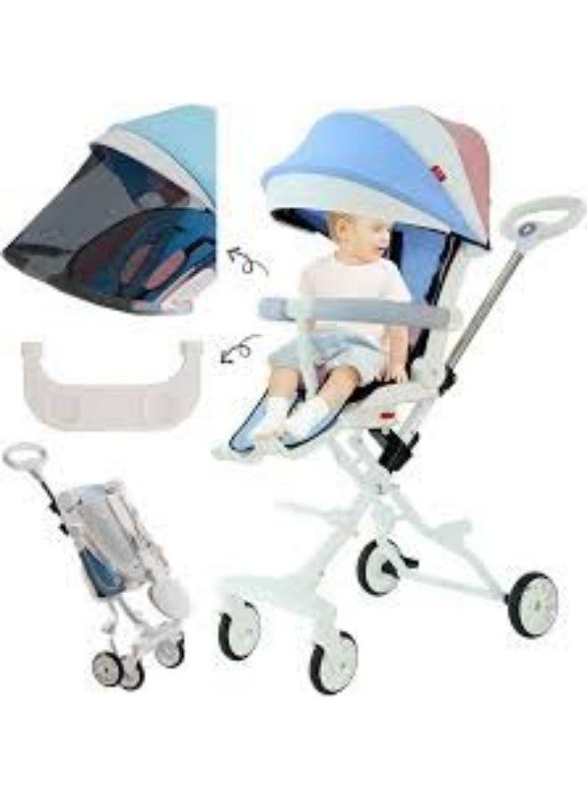 Baby Stroller With Double Rear Brakes & Handle Washable Lightweight Pushchair-Foldable, Reversible & Adjustable Baby Travel Trolley