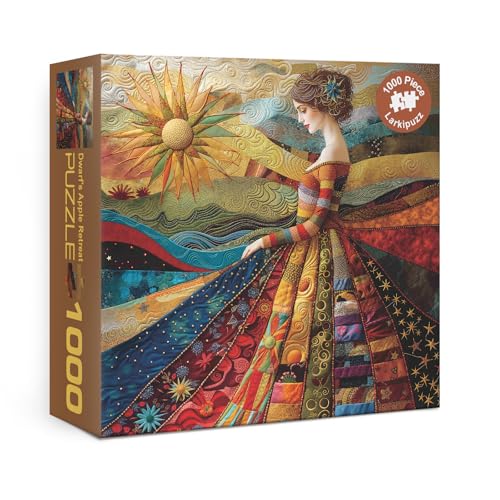 Larkipuzz Vintage Women Patch Puzzles for Adults 1000 Pieces Pretty Quilt Sewing Jigsaw Puzzle Colorful Impossible Art Puzzles - Image 1
