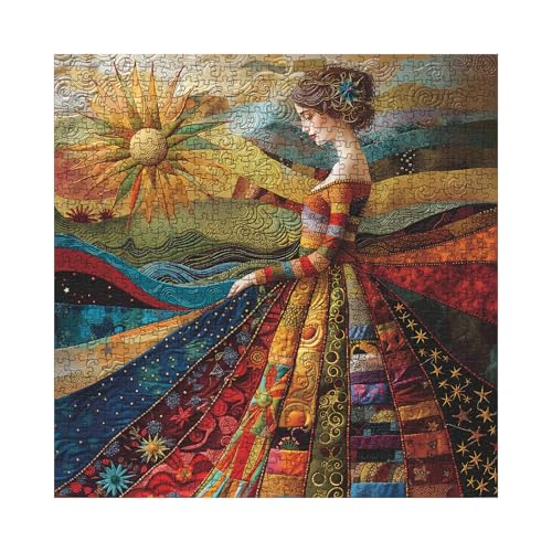 Larkipuzz Vintage Women Patch Puzzles for Adults 1000 Pieces Pretty Quilt Sewing Jigsaw Puzzle Colorful Impossible Art Puzzles - Image 5