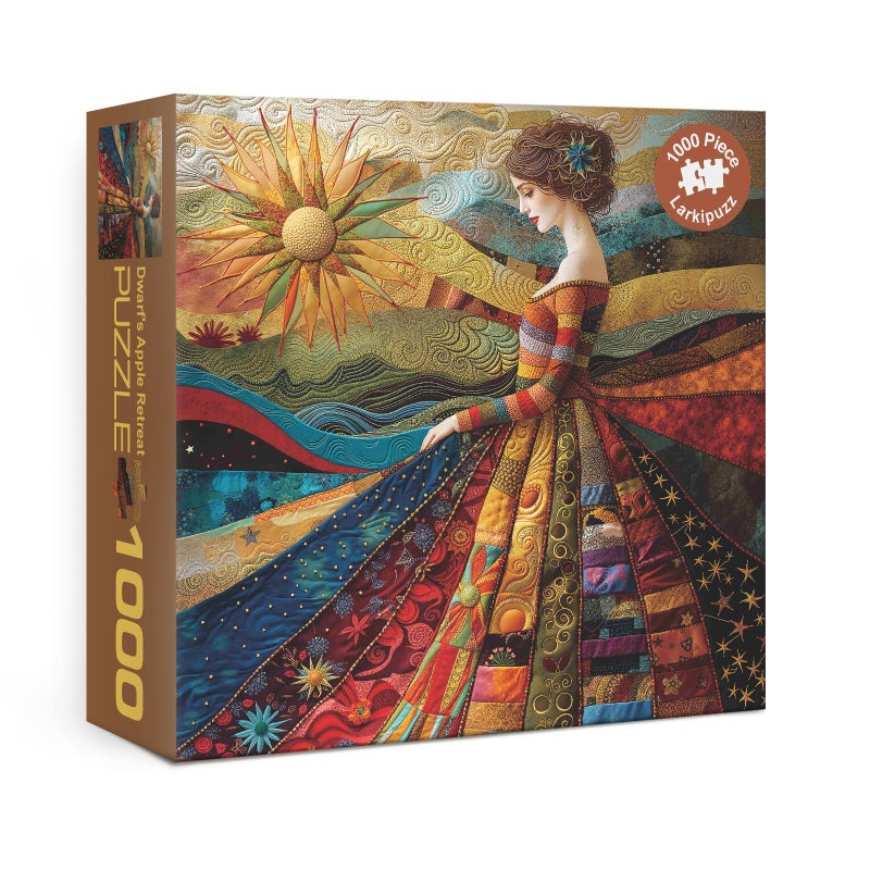 Larkipuzz Vintage Women Patch Puzzles for Adults 1000 Pieces Pretty Quilt Sewing Jigsaw Puzzle Colorful Impossible Art Puzzles - Image 3