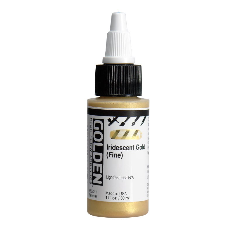 GOLDEN High Flow Acrylics Iridescent Gold Fine 1 fl oz Bottle Professional Acrylic Paint SemiTransparent