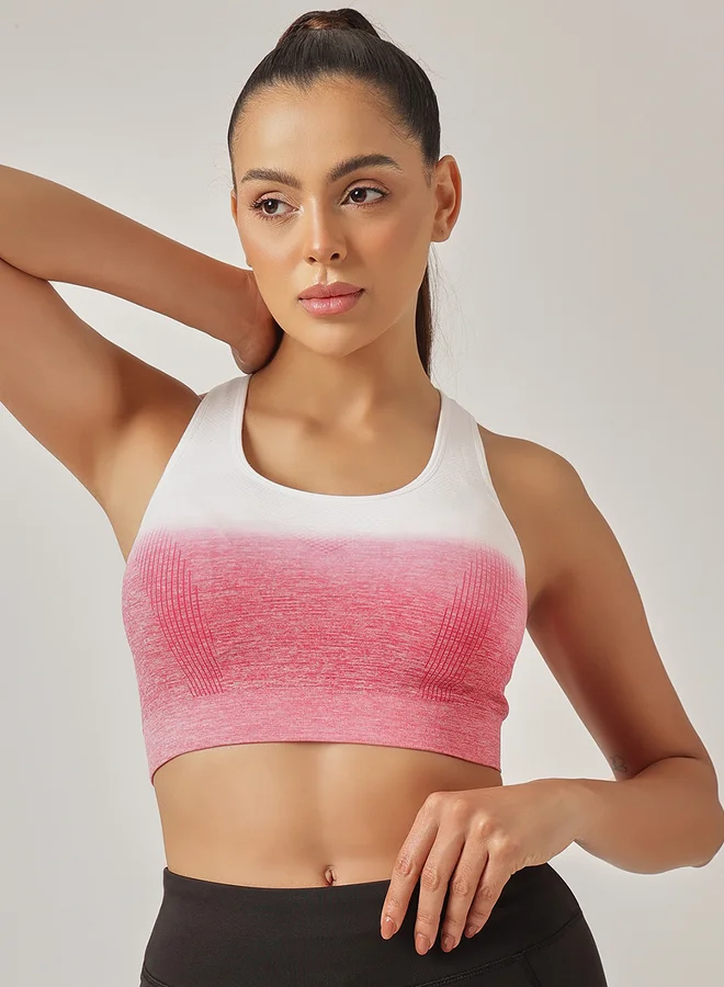 كلوفيا حمالة صدر رياضية نسائية بطبعة أومبر بتأثير خفيف مع أكواب قابلة للإزالة