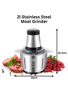 AlsayedP 2L Electric Meat Grinder Stainless Steel Electric Meat Chopper Powerful 300W Food Processor Designed For Meat, Vegetables, Fruits, and Nut (2L)  - Image 4