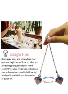 KASTWAVE Pendulum Crystal, 7 Chakra Healing Crystal Pendulum for Divination Dowsing Scrying, Vintage Pendulum Crystal Resin Pendant with Bronze Chain Reiki Pendulum, 1 Pcs  - Image 4