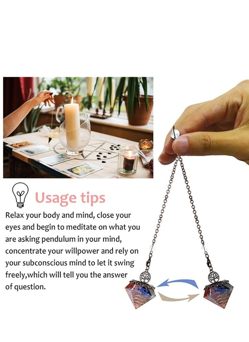 KASTWAVE Pendulum Crystal, 7 Chakra Healing Crystal Pendulum for Divination Dowsing Scrying, Vintage Pendulum Crystal Resin Pendant with Bronze Chain Reiki Pendulum, 1 Pcs  - Image 4