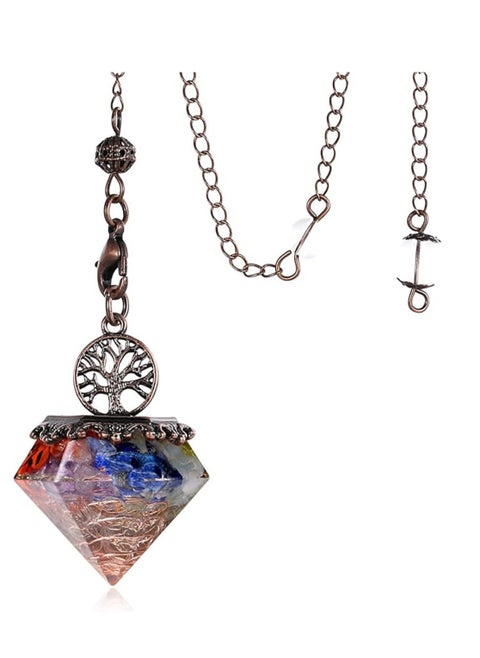 Pendulum Crystal, 7 Chakra Healing Crystal Pendulum for Divination Dowsing Scrying, Vintage Pendulum Crystal Resin Pendant with Bronze Chain Reiki Pendulum, 1 Pcs