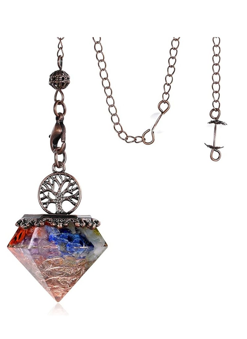 KASTWAVE Pendulum Crystal, 7 Chakra Healing Crystal Pendulum for Divination Dowsing Scrying, Vintage Pendulum Crystal Resin Pendant with Bronze Chain Reiki Pendulum, 1 Pcs  - Image 1