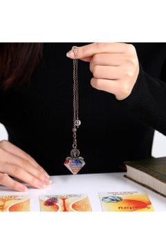 KASTWAVE Pendulum Crystal, 7 Chakra Healing Crystal Pendulum for Divination Dowsing Scrying, Vintage Pendulum Crystal Resin Pendant with Bronze Chain Reiki Pendulum, 1 Pcs  - Image 3