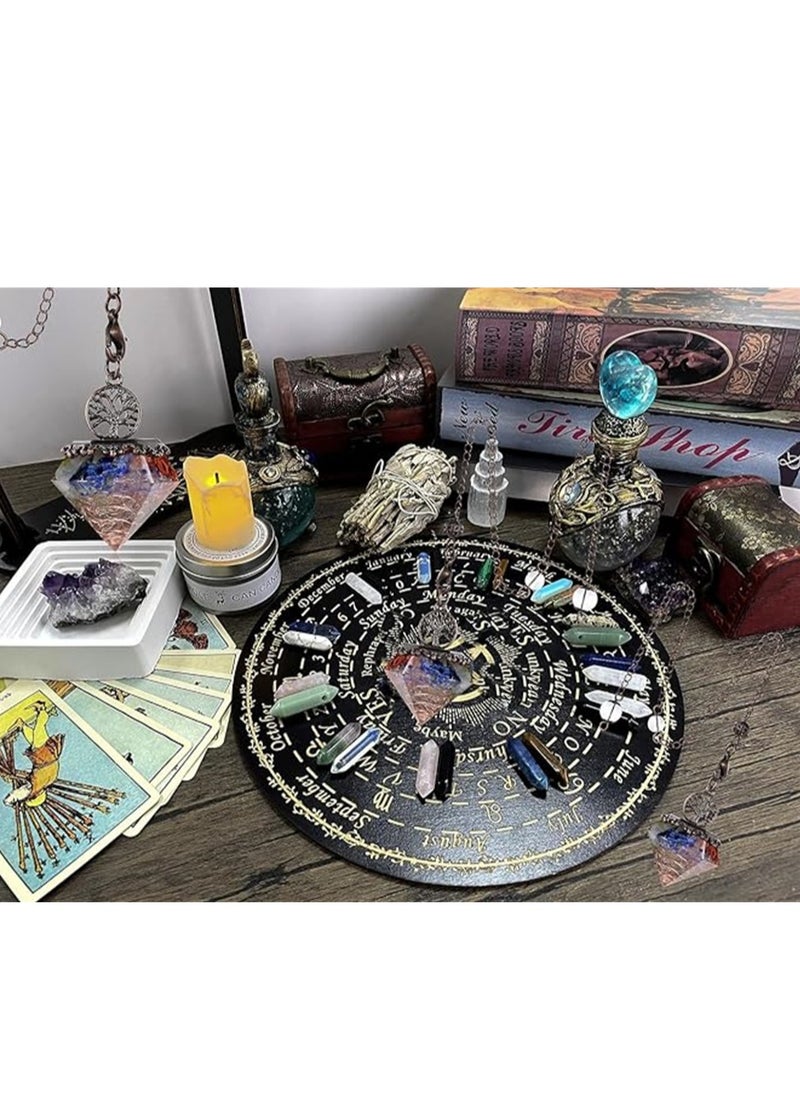 KASTWAVE Pendulum Crystal, 7 Chakra Healing Crystal Pendulum for Divination Dowsing Scrying, Vintage Pendulum Crystal Resin Pendant with Bronze Chain Reiki Pendulum, 1 Pcs  - Image 5