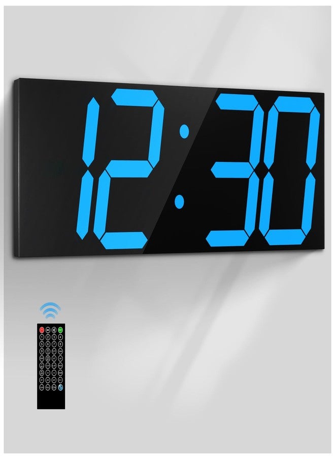 شكوسدا ساعة حائط رقمية كبيرة من CHKOSDA مقاس 18.7 بوصة، ساعة رقمية LED بأرقام كبيرة، ساعة حائط متعددة الوظائف تعمل بجهاز تحكم عن بعد مع مؤقت ومنبه وشاشة عرض للتقويم (أزرق) - Image 1