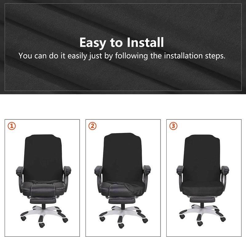 SARAFLORA Office Chair Cover- Medium, Black- Removable Computer Chair Cover for Office Chair with Zipper for Universal Rotating Chair Desk Chair Cover High Back Chair Seat Washable Protector for Pets - Image 5