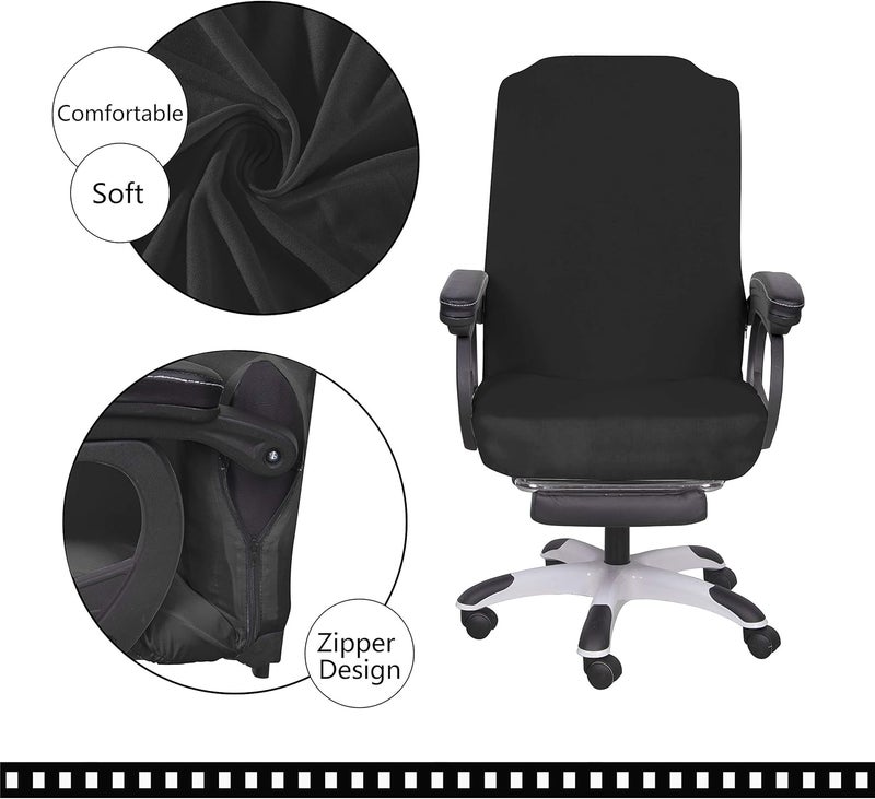 SARAFLORA Office Chair Cover- Medium, Black- Removable Computer Chair Cover for Office Chair with Zipper for Universal Rotating Chair Desk Chair Cover High Back Chair Seat Washable Protector for Pets - Image 4