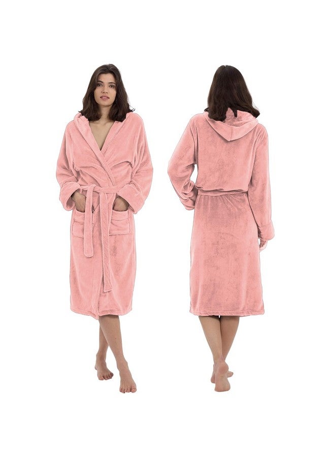 MAXOSHINE Bathrobe for Women | Super Soft Plush Fleece Microfiber Spa Unisex Bath Robe for woman | Shower Bath Gown With Hood, Free Size, Pink - Image 1
