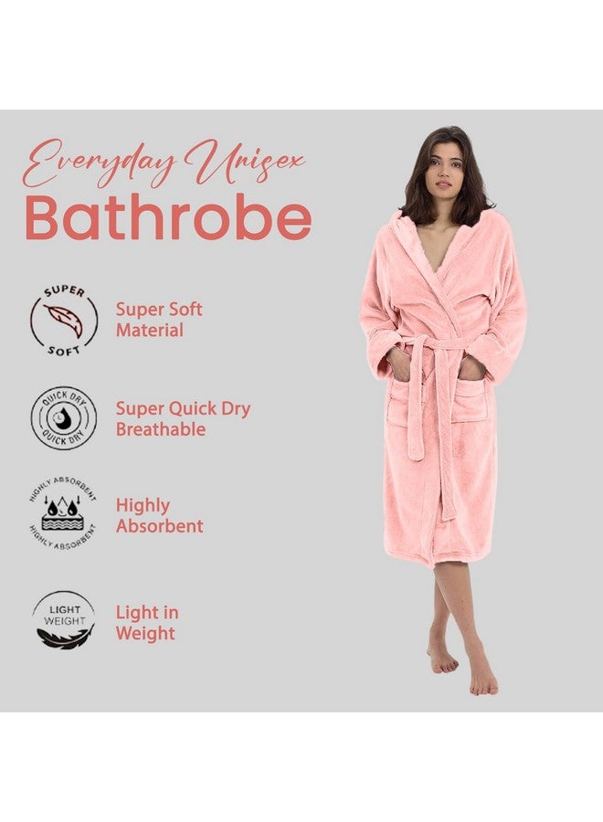MAXOSHINE Bathrobe for Women | Super Soft Plush Fleece Microfiber Spa Unisex Bath Robe for woman | Shower Bath Gown With Hood, Free Size, Pink - Image 2