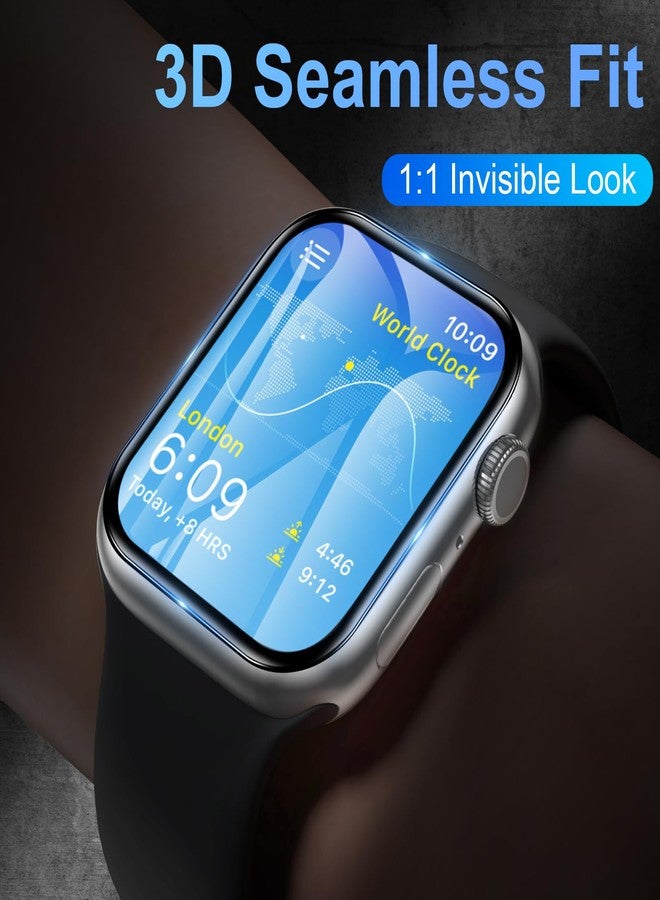 EWUONU 3 PACK Screen Protector for Apple Watch Series 9 8 7 45mm, 3D Full Cover Anti Scratch Bubble Free HD Touch Sensitive Flexible Film for iWatch S9 45mm(Auto Align Kit) - Image 4
