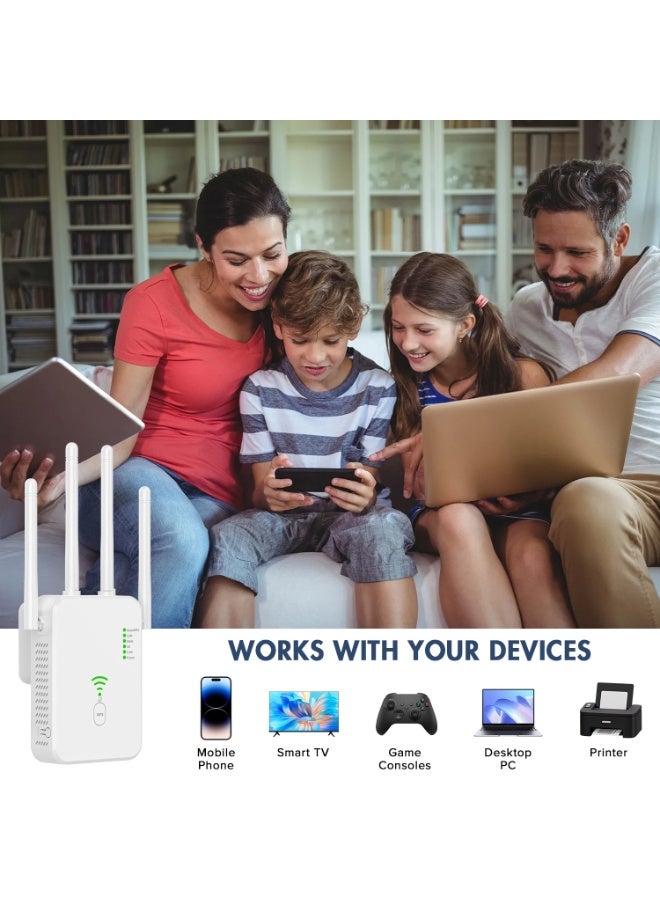 Naxifly WiFi Range Extender, 300M Wireless Router,Wifi Repeater,Ac Dual Band 2.4 Anti-Interference,Wps Function One Click Interconnection,Can Connect to Desktop/Wireless Internet Simultaneously(White) - Image 4