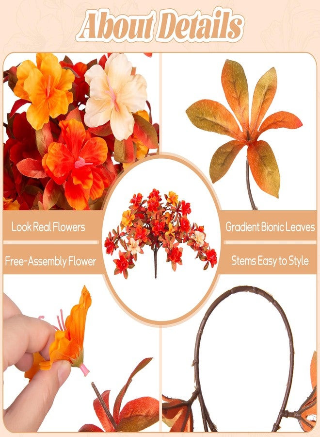 Ammyoo Fall Flowers Artificial for Decoration, Fake Silk Rhododendron Flowers for Outdoors, 2 Bundles Faux Azalea Outside UV Resistant No Fade Floral for Home Garden Balcony Walkway Wedding Party Decor - Image 4