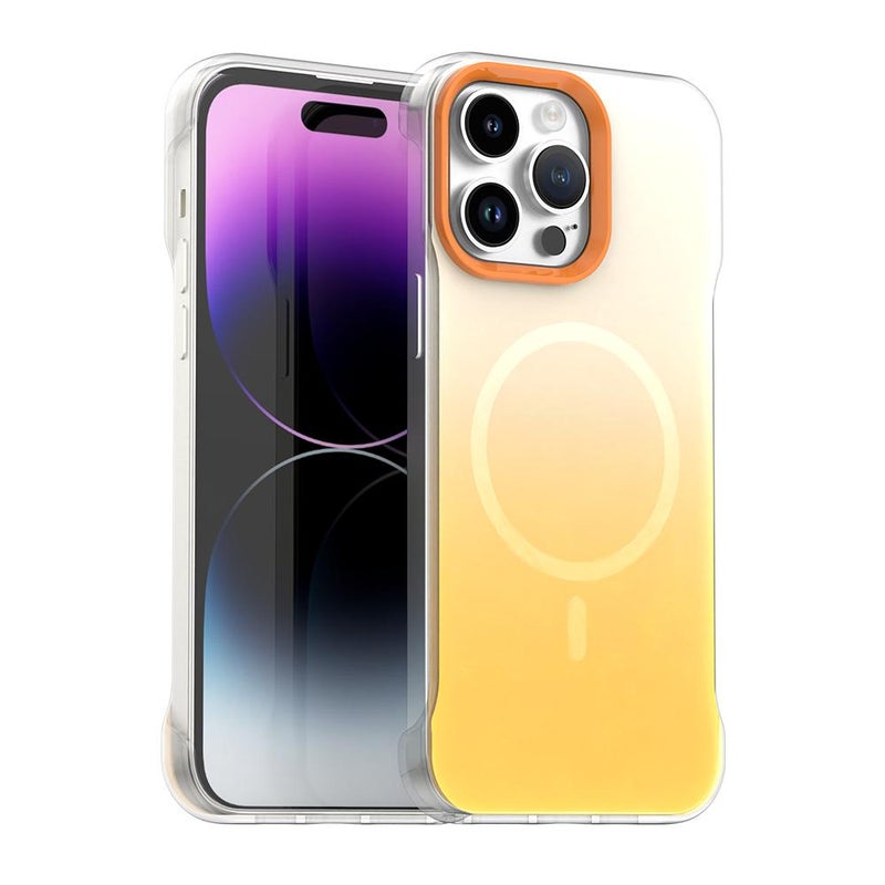erorex For iPhone 14 Pro Max Borderless Series Magnetic MagSafe Gradient Color Phone Case(Yellow) - Image 1