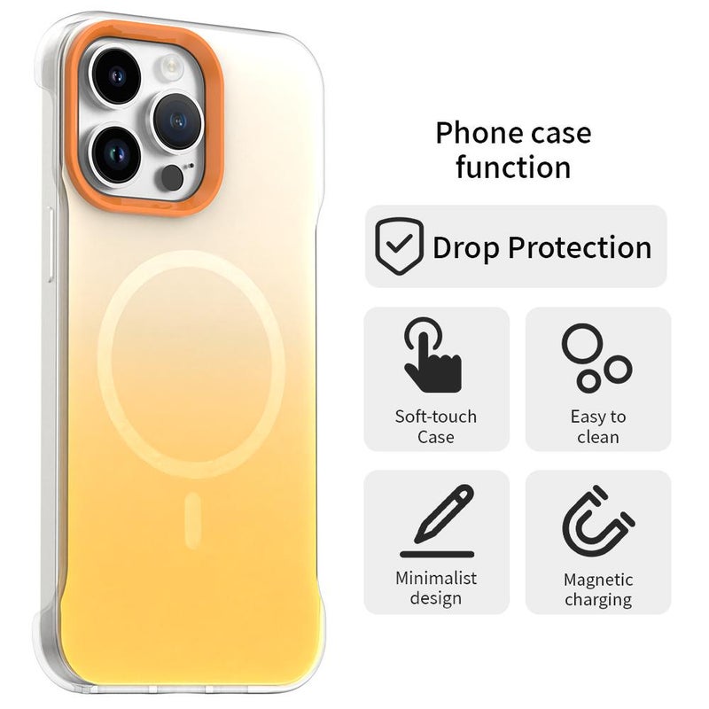erorex For iPhone 14 Pro Max Borderless Series Magnetic MagSafe Gradient Color Phone Case(Yellow) - Image 2
