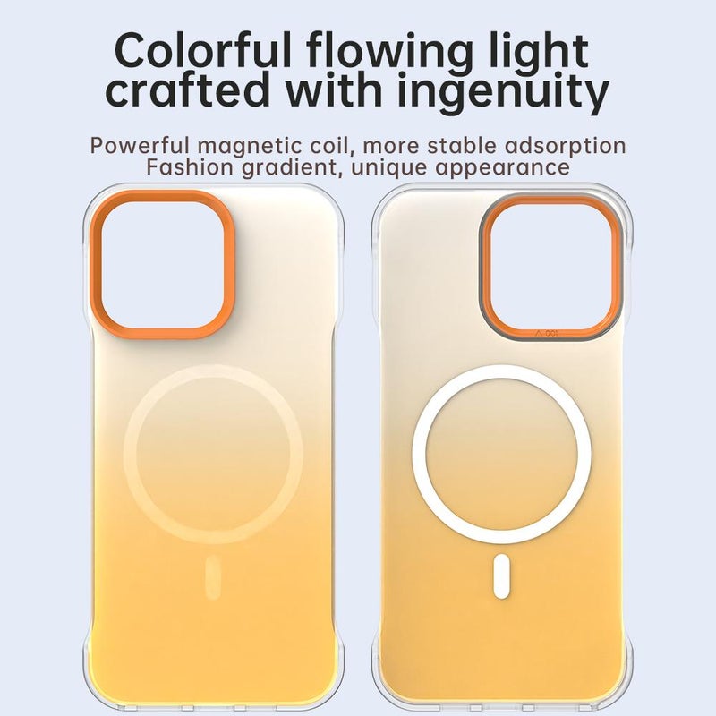 erorex For iPhone 14 Pro Max Borderless Series Magnetic MagSafe Gradient Color Phone Case(Yellow) - Image 4