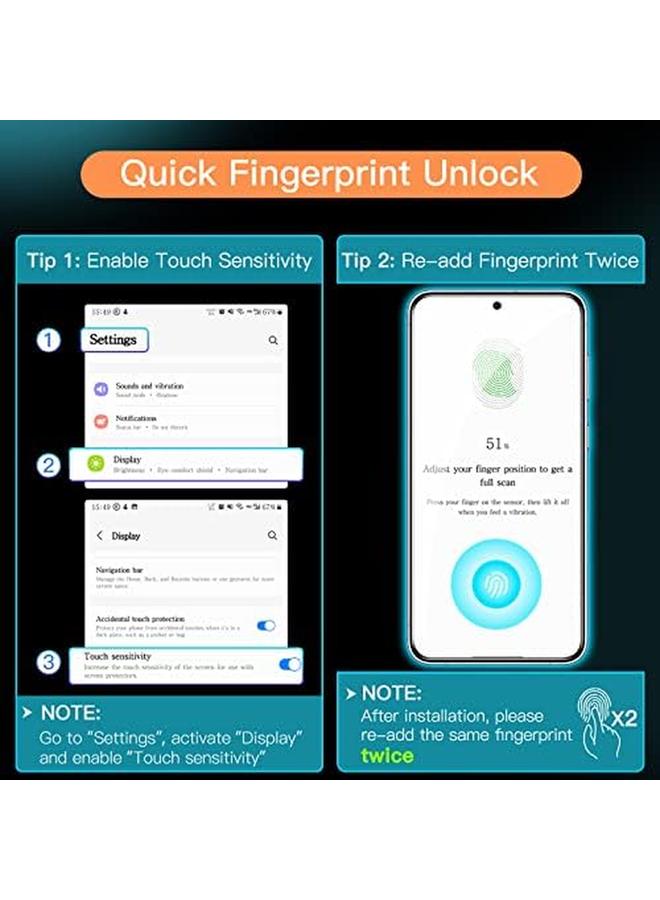 Jetech Screen Protector For Samsung Galaxy S23+ S23 Plus 5G 6.6 Inch Tempered Glass Film Fingerprint Id Compatible Hd Clear 3 Pack - Image 2