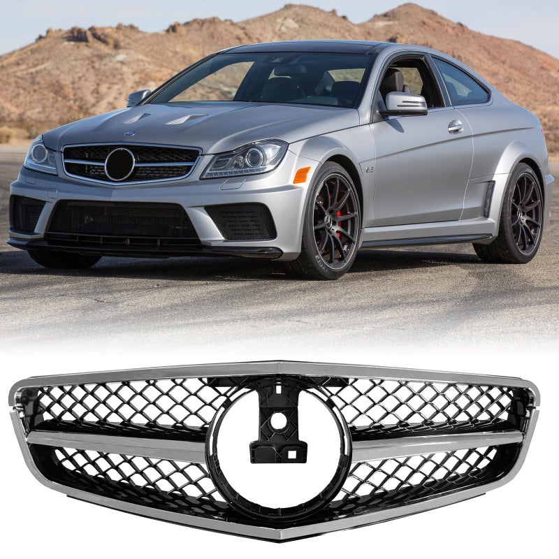 MATMACRO Grill Compatible For Mercedes Benz W204 C Class Front Grille C250 C300 C350 AMG 2008 2009 2010 2011 2012 2013 2014