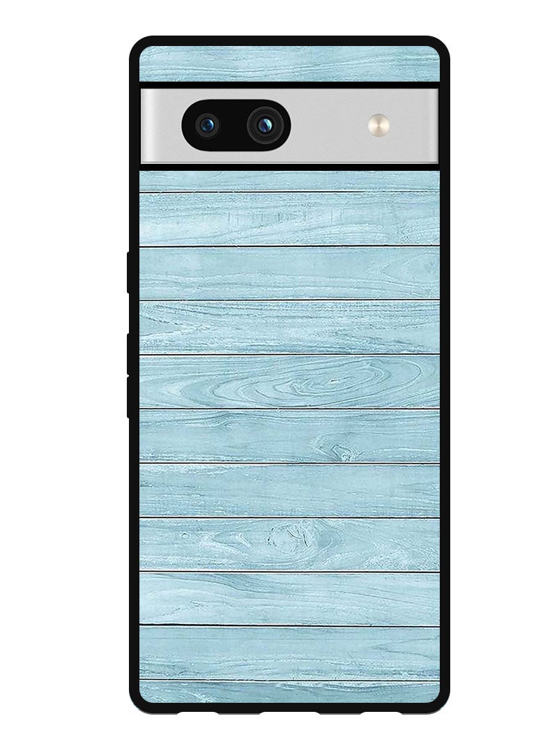Theodor Protective Case Anti Scratch Shock Proof Bumper Cover For Google Pixel 7a Light Blue Wood - Image 1