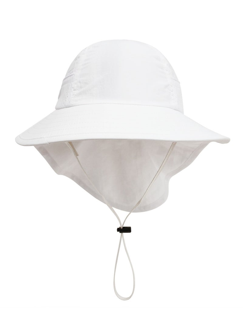 Baby Sun Protection Hat for Toddlers Boys Girls Sunhat Wide Brim Neck Flap Beach Play Hats(white-s) - Image 3